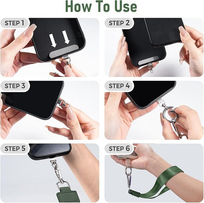 Clip and Go Strap for Phone with Wallet Crossbody Phone Lanyard and Detachable Checkered Bag with ID Window and RFID Pouch for Daily Travel.
