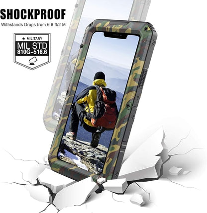 Mitywah Waterproof Case for iPhone 11 Pro, Heavy Duty Military Grade Shockproof Cover Built-in Screen Protection, Rugged Thick Full Body Protect Metal Case for iPhone 11 Pro, Camouflage