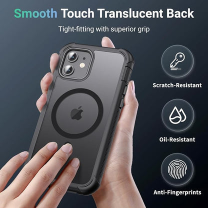 jaroco Magnetic for iPhone 12/12 Pro Case, [Compatible with MagSafe][Military Grade Drop Protection][Heavy Duty Protection][Non-Slip][Shockproof] 2-Layer Durable Bumper Phone Case 6.1''-Black