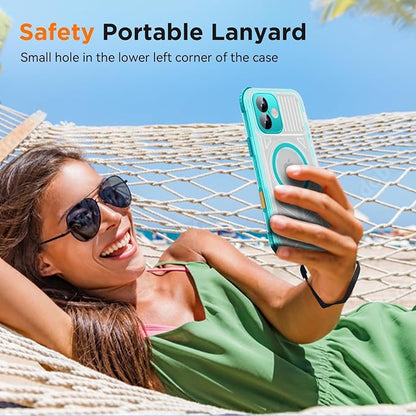 WIFORT for iPhone 16 Waterproof Case, [IP68 Underwater] [Blue Light Filter Lens] [15FT Military Shockproof], Fit for Magsafe Full Body Magnetic Frosted Phone Case with Lanyard, 6.1" Teal