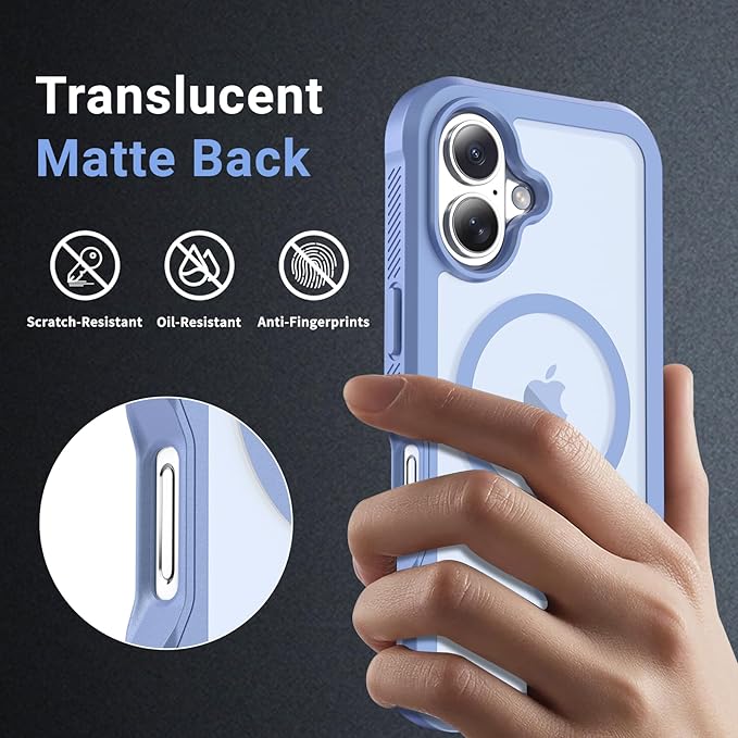 jaroco Magnetic for iPhone 16 Case, [Compatible with MagSafe][Military Grade Drop Protection][Heavy Duty Protection][Non-Slip][Shockproof] 2-Layer Durable Bumper Phone Case 6.1''-Blue Purple