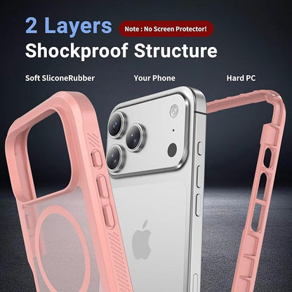 jaroco Magnetic for iPhone 17 Pro Max Case, [Compatible with MagSafe][Military Grade Drop Protection][Heavy Duty Protection][Non-Slip][Shockproof] 2-Layer Durable Bumper Phone Case 6.9''-Pink