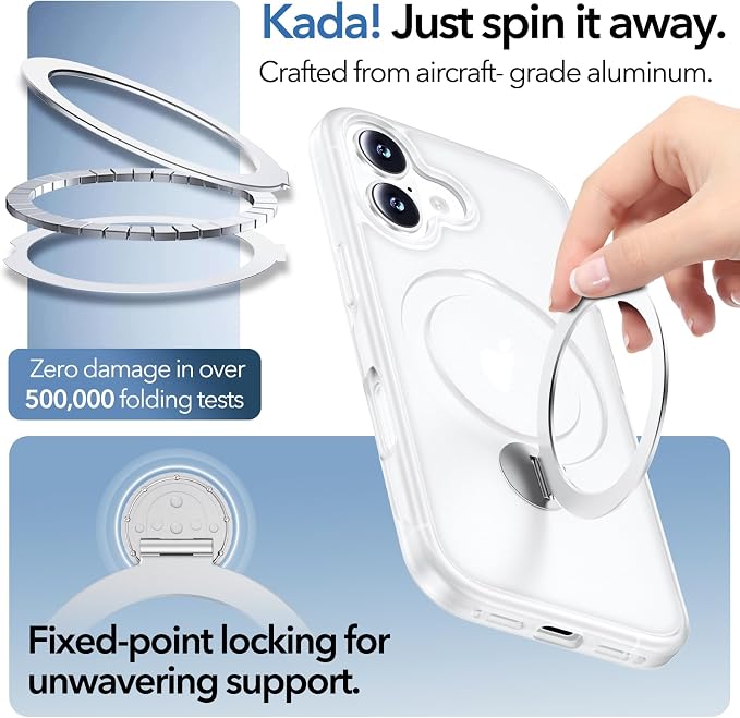 Anqrp 360° All-in-ONE Stand Case for iPhone 17 Case with Rotatable Magnetic Kickstand Ring Holder, Compatible with Mag-Safe, MIL-Grade Shockproof iPhone Phone Case Cover 6.3 inch, Mist Matte Clear