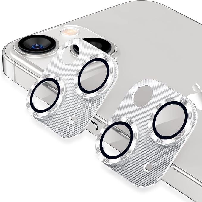 Korecase [2 Pack for iPhone 13 / iPhone 13 Mini Camera Lens Protector Tempered Glass Camera Cover, 9H Hardness Aluminum Metal Lens Film, Bubble Free,Strong Stickiness -Starlight