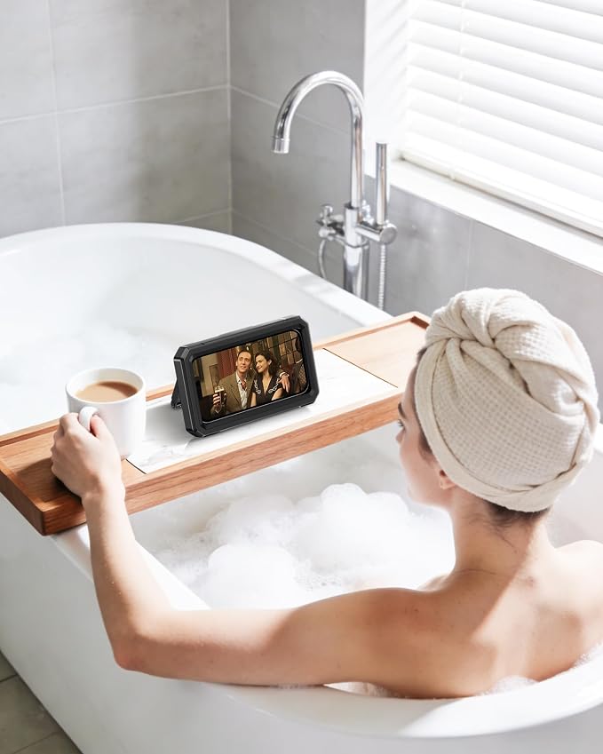 Waterproof Phone Holder for Shower- 480° Rotatable Retractable Adjustable Anti Fog iPhone Case for Shower,Bathroom Accessories Wall Mount Phone Holder for 4-7" Cellphones