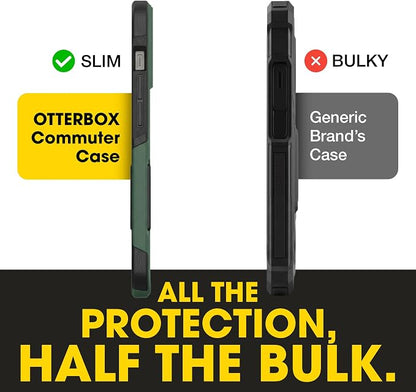 OtterBox iPhone 16e, 15, 14, & 13 Commuter Series Case - Slim & Tough, Pocket-Friendly, with Port Protection - Green/Black