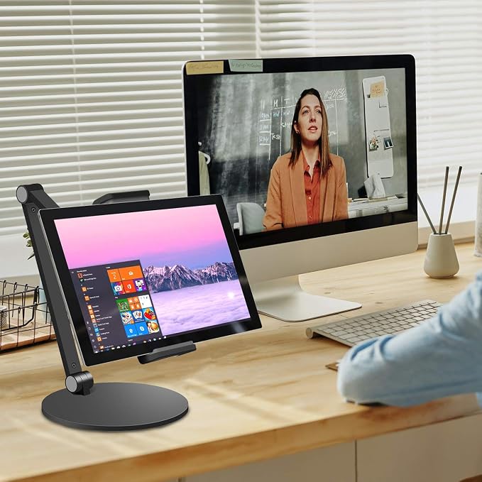 iPad Stand for Desk, Surface Pro Holder, Multi-Angle Adjustable Tablet Stand Holder for 4.7''- 13'' Screen Microsoft Surface Series, iPad Series,Samsung Galaxy Tabs,Amazon Kindle Fire, Etc. (Black)