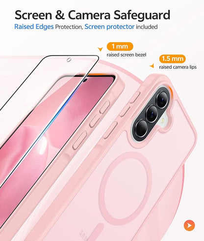 FNTCASE for Galaxy A37 5G Phone Case: Samsung A36 5G Case [Compatible with Magsafe] Matte Translucent [Screen Protector] Military Grade Protection for Samsung A37 & A36 Cases - Light Pink