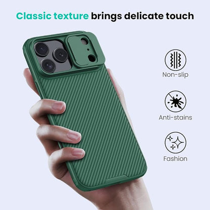 Nillkin for iPhone 17 Pro Case with Slide Camera Cover, Thin Slim Fit, Shockproof Protective, Protector Privacy, Phone Case iPhone 17 Pro Camera Lens Protector 6.3 inch, Green