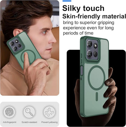 for Motorola Moto G Power 2025 Case & G Power 2026 Phone Case: Translucent Matte Compatible with Magsafe [Military Grade Protection] with Screen Protector Shockproof for G Power 2025/2026,Dark Green