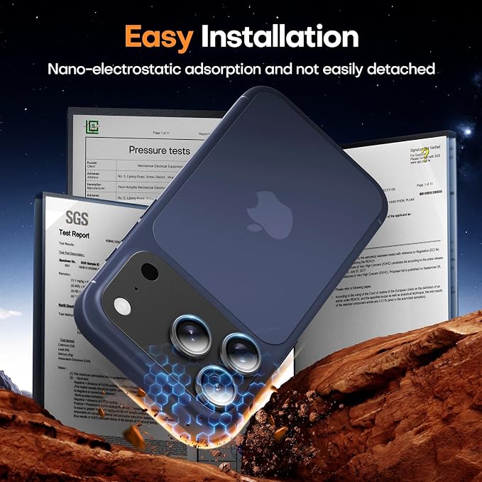 Jeluse Compatible with iPhone 17 Pro Camera Lens Protector, Strong Adhesion Full Coverage Metal Aluminum Alloy Ultra Clarity Tempered Glass Camera Screen Protector