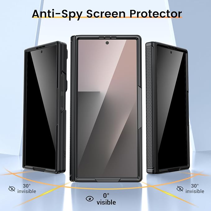 VEGO for Samsung Z Fold 7 Case with Screen Protector Anti-Peeping,Black | Built-in Hinge Protection &Slide Camera Cover Full-Body Shockproof Protective Rugged Kickstand Case for Galaxy Z Fold 7