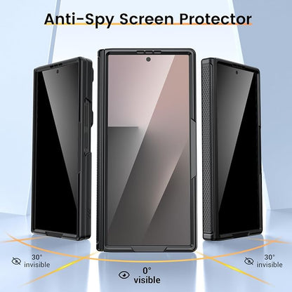 VEGO for Samsung Z Fold 7 Case with Screen Protector Anti-Peeping,Black | Built-in Hinge Protection &Slide Camera Cover Full-Body Shockproof Protective Rugged Kickstand Case for Galaxy Z Fold 7