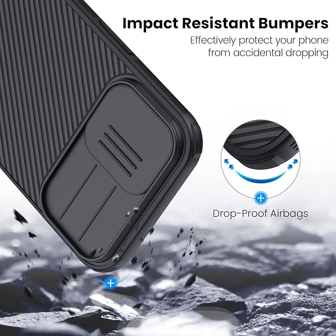 Nillkin for iPhone 17 Case with Slide Camera Cover, Thin Slim Fit, Shockproof Protective, Protector Privacy, Phone Case iPhone 17 Camera Lens Protector 6.3 inch, Black