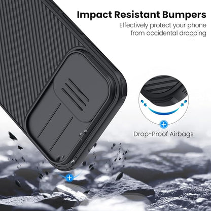 Nillkin for iPhone 17 Case with Slide Camera Cover, Thin Slim Fit, Shockproof Protective, Protector Privacy, Phone Case iPhone 17 Camera Lens Protector 6.3 inch, Black