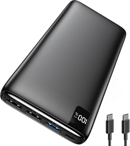 A ADDTOP 20000mAh Portable Charger, 22.5W Fast Charging Power Bank with 4 USB Outputs and LED Display, Travel Essentials USB C External Battery Pack for Cell Phone, Tablet