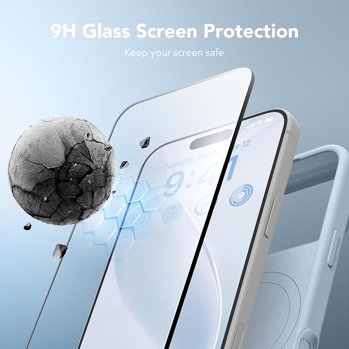 GONEZ Magnetic for iPhone 17 Pro Case, Compatible with MagSafe, [Screen Protector + Camera Lens Protector], Liquid Silicone Anti-Scratch Shockproof Protective Phone Case 6.3 inch, Blue