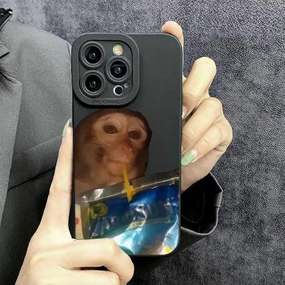 Monkey Phone Case, Funny Monkey Phone Cases, Monkey Drinking Phone Case, for iPhone 16/15/14/13/12/11 Promax (White, for iPhone 17 Pro)