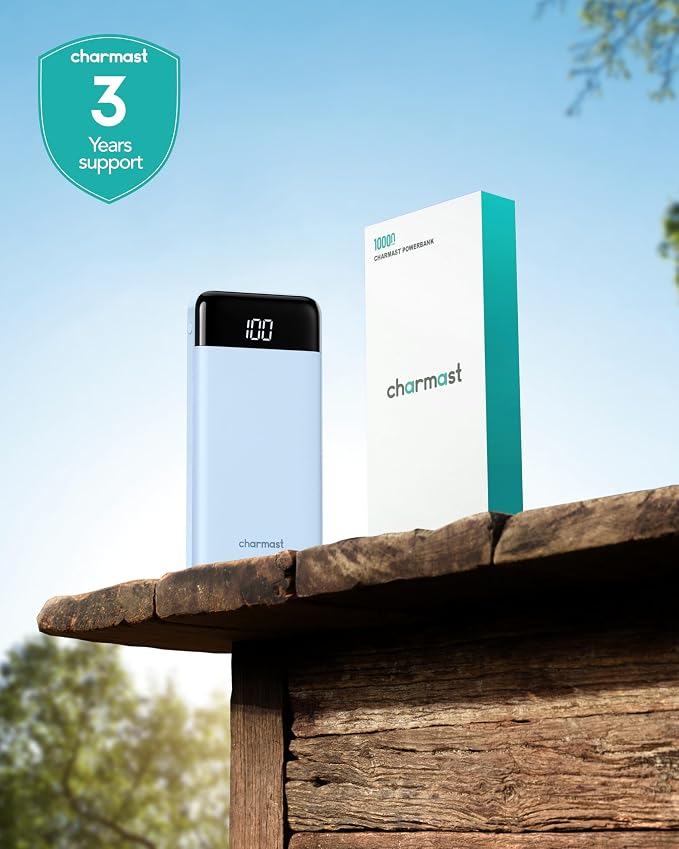 charmast Portable Charger with Reinforced Built-in 4 Cables,10000mAh Power Bank Travel Essentials 6 Outputs 3 Inputs 3A Fast Charging Compatible with iPhone iPad Samsung Google Pixel LG Moto