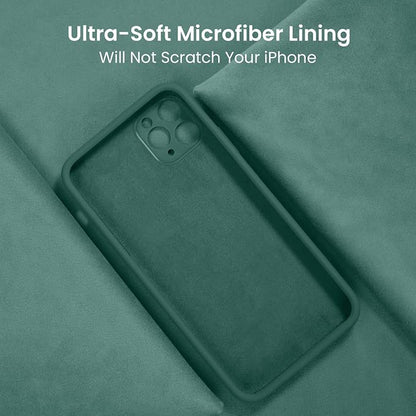 FireNova Designed for iPhone 13 Pro Max Case, Silicone [Camera Protection] Phone Case with [2 Screen Protectors], Soft Anti-Scratch Microfiber Lining Inside, 6.7 inch, Midnight Green