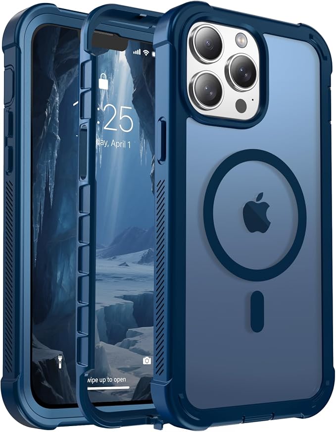jaroco Magnetic for iPhone 13 Pro Case, [Compatible with MagSafe][Military Grade Drop Protection][Heavy Duty Protection][Non-Slip][Shockproof] 2-Layer Durable Bumper Phone Case 6.1''-Deep Blue