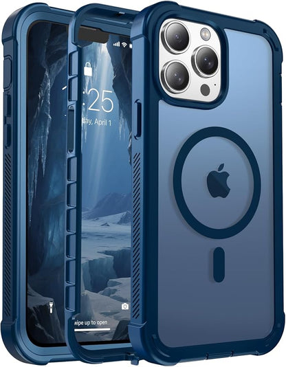 jaroco Magnetic for iPhone 13 Pro Case, [Compatible with MagSafe][Military Grade Drop Protection][Heavy Duty Protection][Non-Slip][Shockproof] 2-Layer Durable Bumper Phone Case 6.1''-Deep Blue
