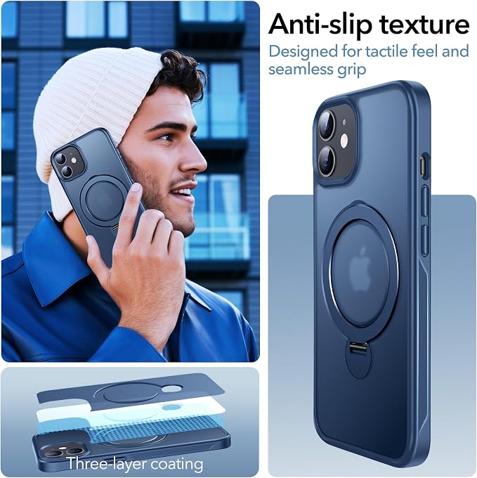 Anqrp 360° ALL-in-ONE Stand Case for iPhone 12/12 Pro Case with Rotatable Magnetic KickStand Ring Holder, Compatible with MagSafe, MIL-Grade Shockproof iPhone 12/12 Pro Phone Case Cover 6.1 inch, Blue