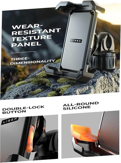 LISEN for iPhone 17 Bike Phone Holder for Motorcycle, [Compatible with Large Phone ＆ Anti-Navigation Shaking], Bicycle Phone Holder Handlebar Cell Phone Clamp for iPhone 17 Air Pro Max 16 15 Samsung