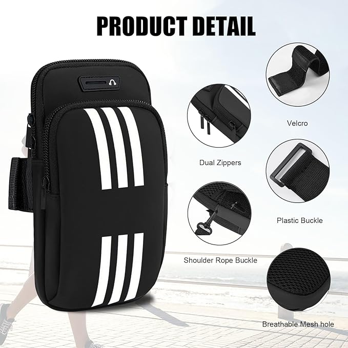 Phone Holder for Running Armband Cell Phone Purse Crossbody for Women Men Kids,iPhone 17 16 15 14 13 12 11 Pro Max Xs 16e Xr X 8 7 Plus Mini Pouch,Galaxy S26 S25 S24 Ultra Note Arm Bag Black