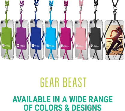 Gear Beast Cell Phone Lanyard - Universal Neck Phone Holder w/Card Pocket and Silicone Neck Strap