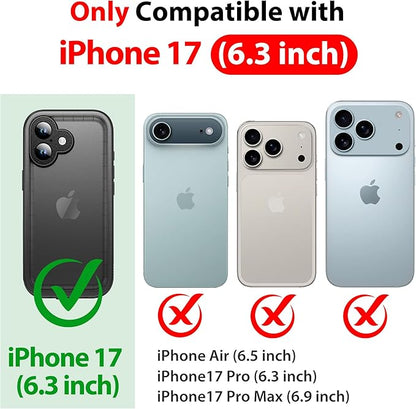 SPORTLINK for iPhone 17 Waterproof Phone Case - Built in Screen Protector/Shockproof/Military Rugged Dropproof/Dustproof/Heavy Duty, 360 Full Body, Protective Cover for iPhone 17 6.3 inch Black