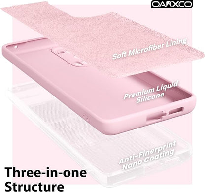 oakxco for Motorola Moto Edge 2021/Edge 2021 5G UW Phone Case Liquid Silicone, Thin Slim Soft Rubber Gel TPU Plain Simple Cover for Women, Matte Solid Color, Pink Sand