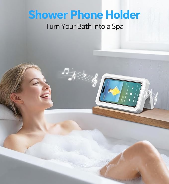 Shower Phone Holder Waterproof【IPX6】480° Rotation Shower Case Accessories, Anti-Fog High Sensitivity waterproof phone holder for Bathroom Wall Mount for iPhone 17 16 PM, S25 Ultra, 4-7" Phone