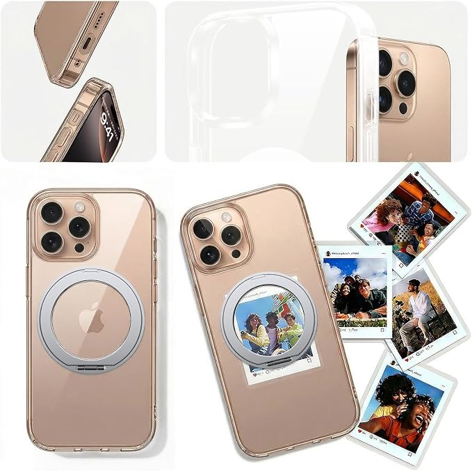 3 in 1 for iPhone 16 Pro Max Case Stand |Build in Kickstand,Screen Protector *1 & Camera Lens Protector*1, Not Yellowing, Fits MagSafe, Military-Grade Protection