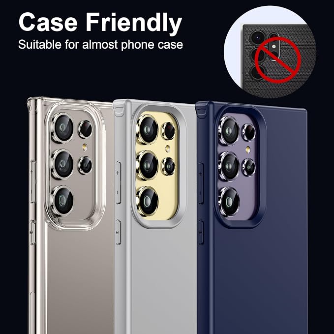 WSKEN for Samsung Galaxy S24 Ultra Camera Lens Protector, Ultra Thin Scratch Resistant 9H Tempered Glass with Aluminum Metal Circle Camera Screen Protector Cover Accessories, Violet