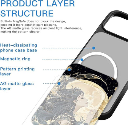 Constellation Series - Scorpio Designs Magnetic for iPhone 17 pro Case, Tarot Style Model Glass Phone Cover, Compatible with Magsafe - fits iPhone 17 pro Case for Women