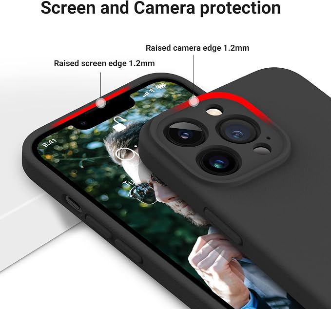 OTOFLY Designed for iPhone 13 Pro Max Case, Silicone Shockproof Slim Thin Phone Case with Camera Lens Protector for iPhone 13 Pro Max 6.7 inch (Black)