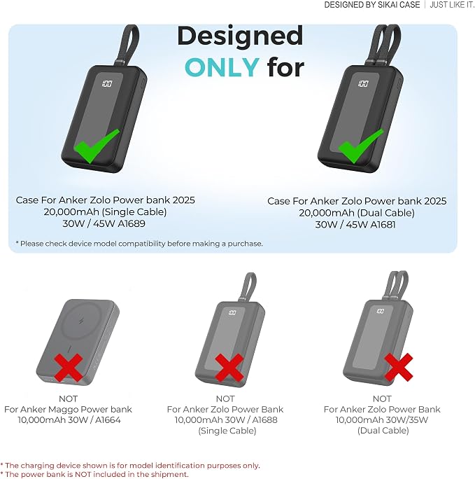 Silicone Case for Anker Zolo Power Bank 2025(20,000mAh 45W/30W) A1689/A1681 Protective Cover with Lanyard Hole, Compact | Tactile Grip | Impact Protection for Daily Use & Travel, Case Only (Gray)