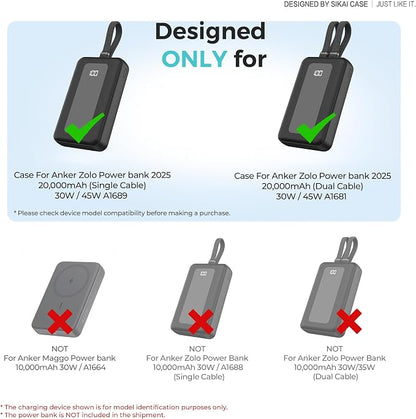 Silicone Case for Anker Zolo Power Bank 2025(20,000mAh 45W/30W) A1689/A1681 Protective Cover with Lanyard Hole, Compact | Tactile Grip | Impact Protection for Daily Use & Travel, Case Only (Gray)