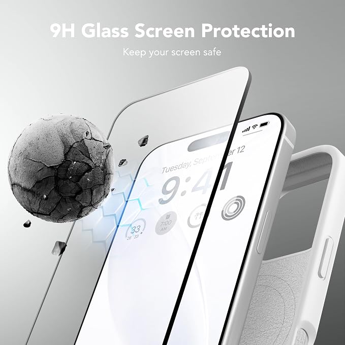 GONEZ Magnetic for iPhone 16 Pro Max Case, Compatible with MagSafe, Liquid Silicone Case, with Screen Protector + Camera Protector, Full Body Protective Shockproof Phone Cover 6.9", White