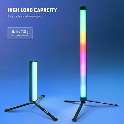 NEEWER Metal Mini Tripod Base for TL120C TL60 CL124 Tube Light Wand Stick, Extra Stable Foldable Handheld Tripod Legs Feet Tabletop Light Stand with 1/4" Screw, Silicone Pad, 3"/8cm Low Angle, CTN5