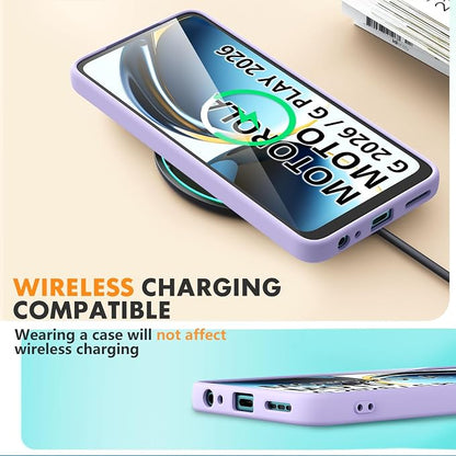 for Motorola Moto G 2026/G Play 2026 Case, 2 Pack Tempered Glass Screen Protectors, Soft TPU Liquid Silicone Shockproof Gel Cover-Light Lilac