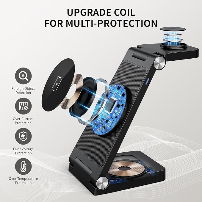2026 Traveling Wireless Mag-Safe Fast Charging Station,Magnetic 3 in 1 Charger with Light for iPhone 16 15 14 13 12 Pro Max Plus,Apple Watch Series & Air pods 4 3 2 Pro-Gifts for Wife & Husband
