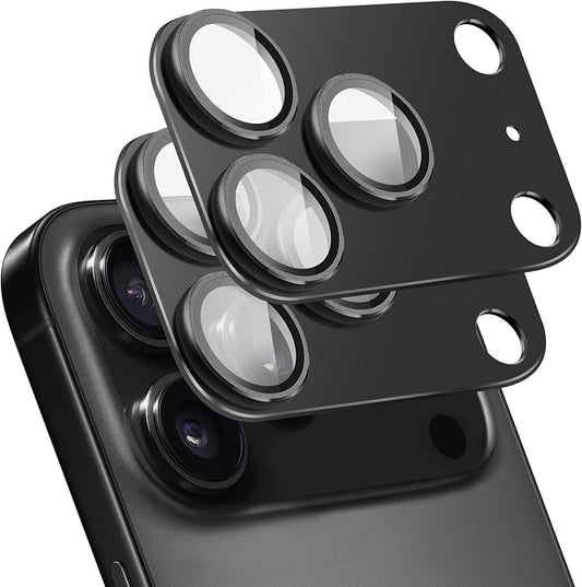 2-Pack Shatterproof Camera Lens Protector for iPhone 17 Pro |AR Tempered Glass Strong Adsorption Metal Camera Cover Screen(Black)