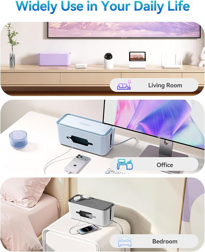 ORICO Cable Management Box, Cord Hider Box to Conceal Power Strips on Desk or Floor, Keeping Cords Tidy and Protected from Damage, Stylish Cable Organizers for Home, Office, School - PB01