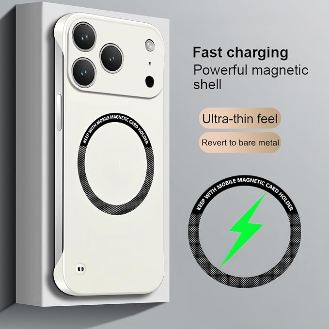 Frameless Magnetic Series Designed for iPhone 17/16/15/14/13 Pro Max Case, Shockproof Phone Cover for iPhone 17 Pro Compatible with MagSafe, Lightweight Minimalist (for iPhone13,Blue)