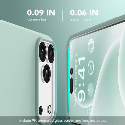 GONEZ Magnetic for iPhone 17 Pro Max Case, Compatible with MagSafe, [Screen Protector + Camera Lens Protector], Liquid Silicone Anti-Scratch Shockproof Protective Phone Case 6.9 inch, Mint Green