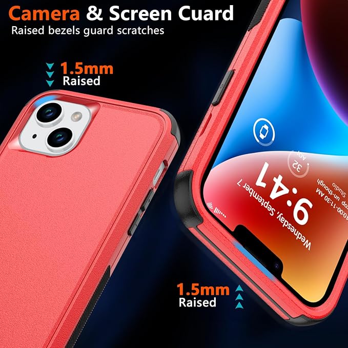 Diverbox Compatible iPhone 14 Phone Case,for iPhone 14 Magnetic Case [with Screen Protector & Camera Lens Protector ] Heavy Duty Phone Case for iPhone 14 (Red)