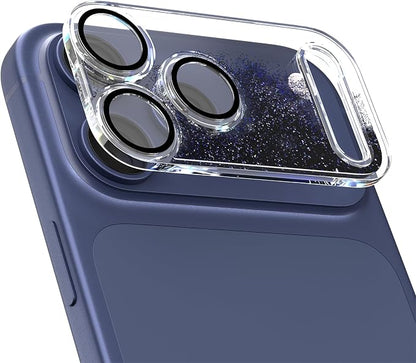 HANKN Quicksand Lens for iPhone 17 Pro Camera Lens Tempered Glass Protector, Ultra HD Clear 9H Hardness Anti-Scrach Dynamic Liquid Glitter Sand Cute Cover Strong Adsorption Case Friendly (Dark Purple, iPhone 17 Pro)