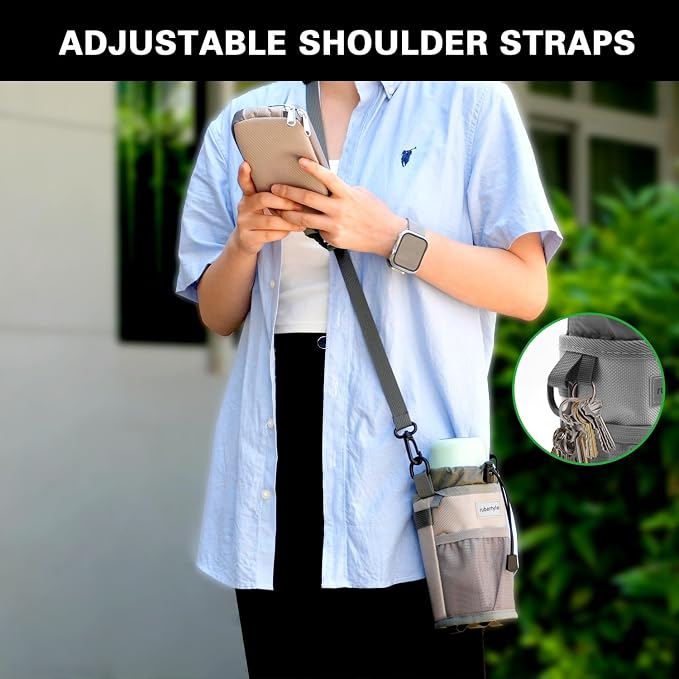 Bike Handlebar Water Bottle Holder, Fits Cups Diameter Less Than 3.6in/9cm, Fits Strollers, Scooters, Wheelchairs, No-Screw Installation,Insulated, with Adjustable Fasteners(2, 1Black+1Gray)